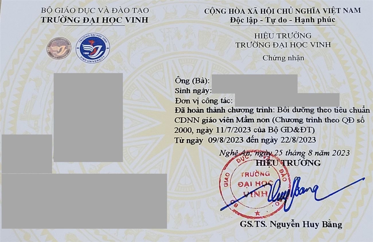 Khai giảng lớp Bồi dưỡng Chức danh nghề nghiệp Giáo viên – Chuẩn Thông tư 08 (ĐH Vinh cấp chứng chỉ)